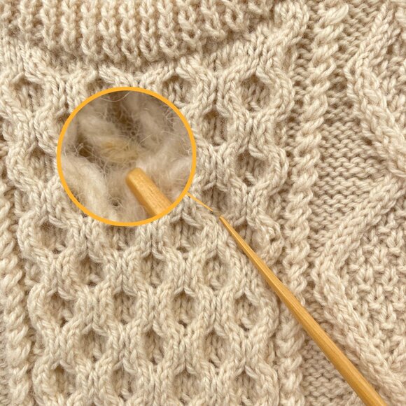 Vintage Mens Irish Fisherman Sweater KAM Knitwear Aran Hand Knits Wool 42 Medium - Picture 9 of 14